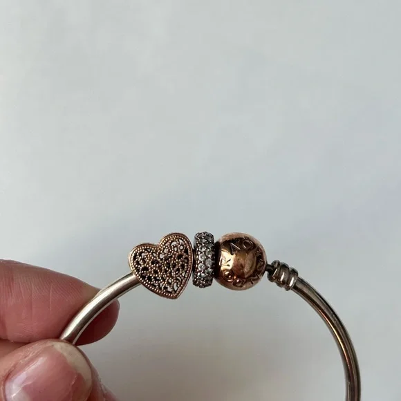 Rose Gold Pandora Bangle Bracelet - Picture 5 of 8